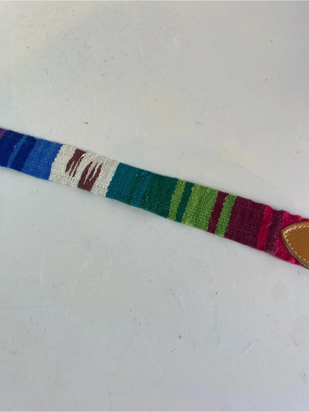 Guatamalan Leather & Colorful Woven Fabric Belt Size Large